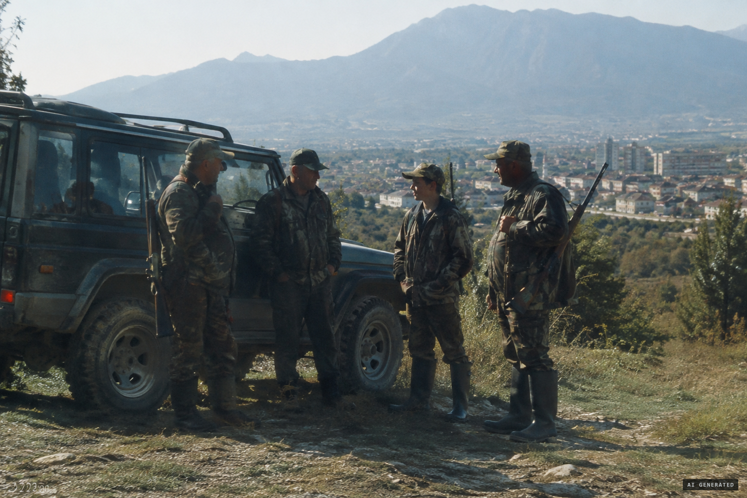 Four hunters from Elbasan, only one of them ever named