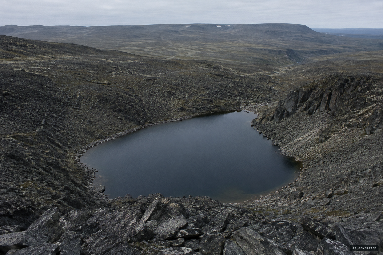 Lake Vorota, an 'unpleasant little spot' of wild, blackened rocks