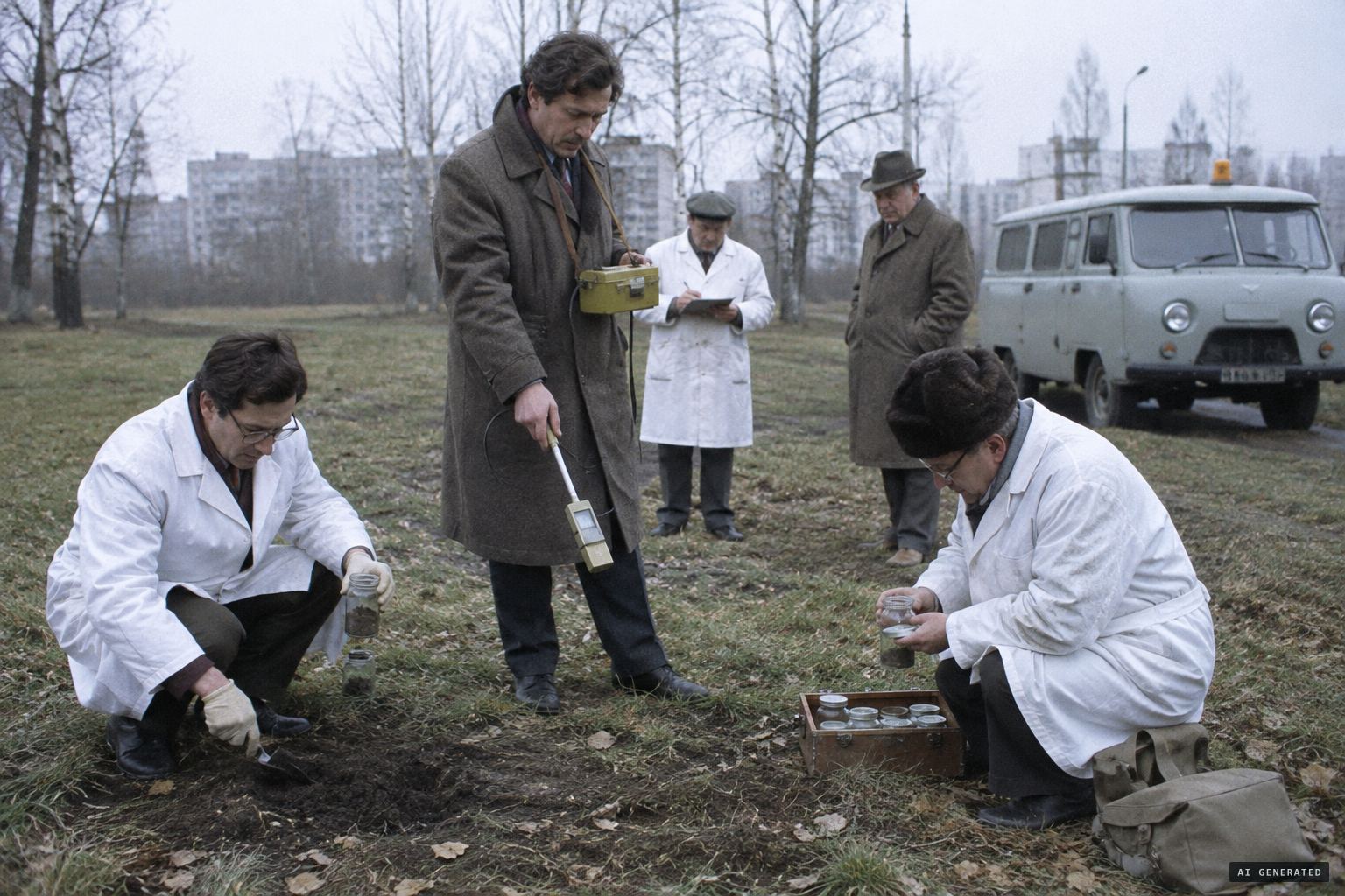 The city commission's experts test the soil and radiation at the site