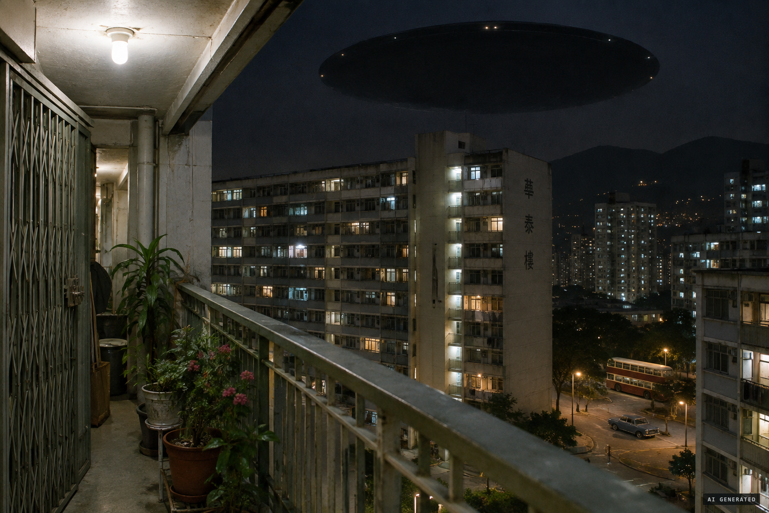 Ah Kwan's memory: the object covering the sky over Wah Tai House at midnight