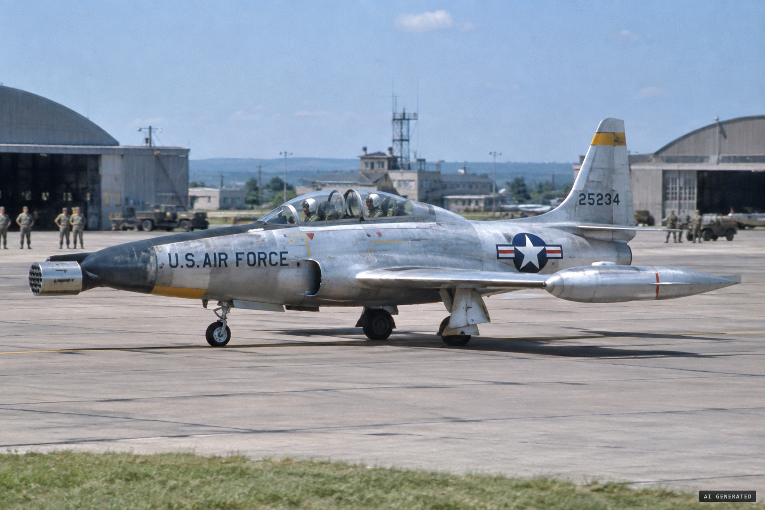 The F-94C Starfire takes off from Griffiss AFB on a training flight, July 2, 1954