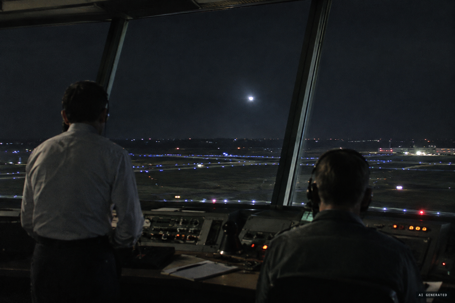From the tower, a bright light hovers outside