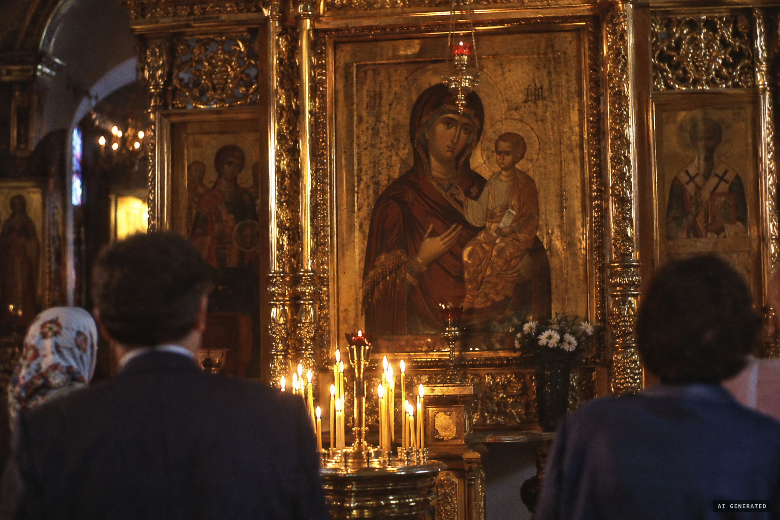 The Hodegetria icon of the Theotokos by Constantine Youssis on the iconostasis