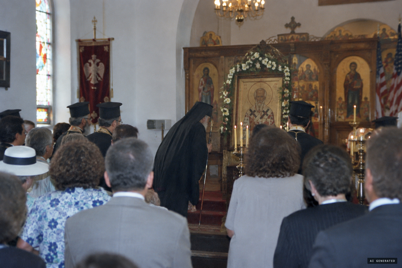 Ecumenical Patriarch Demetrios I venerates the icon, 1990
