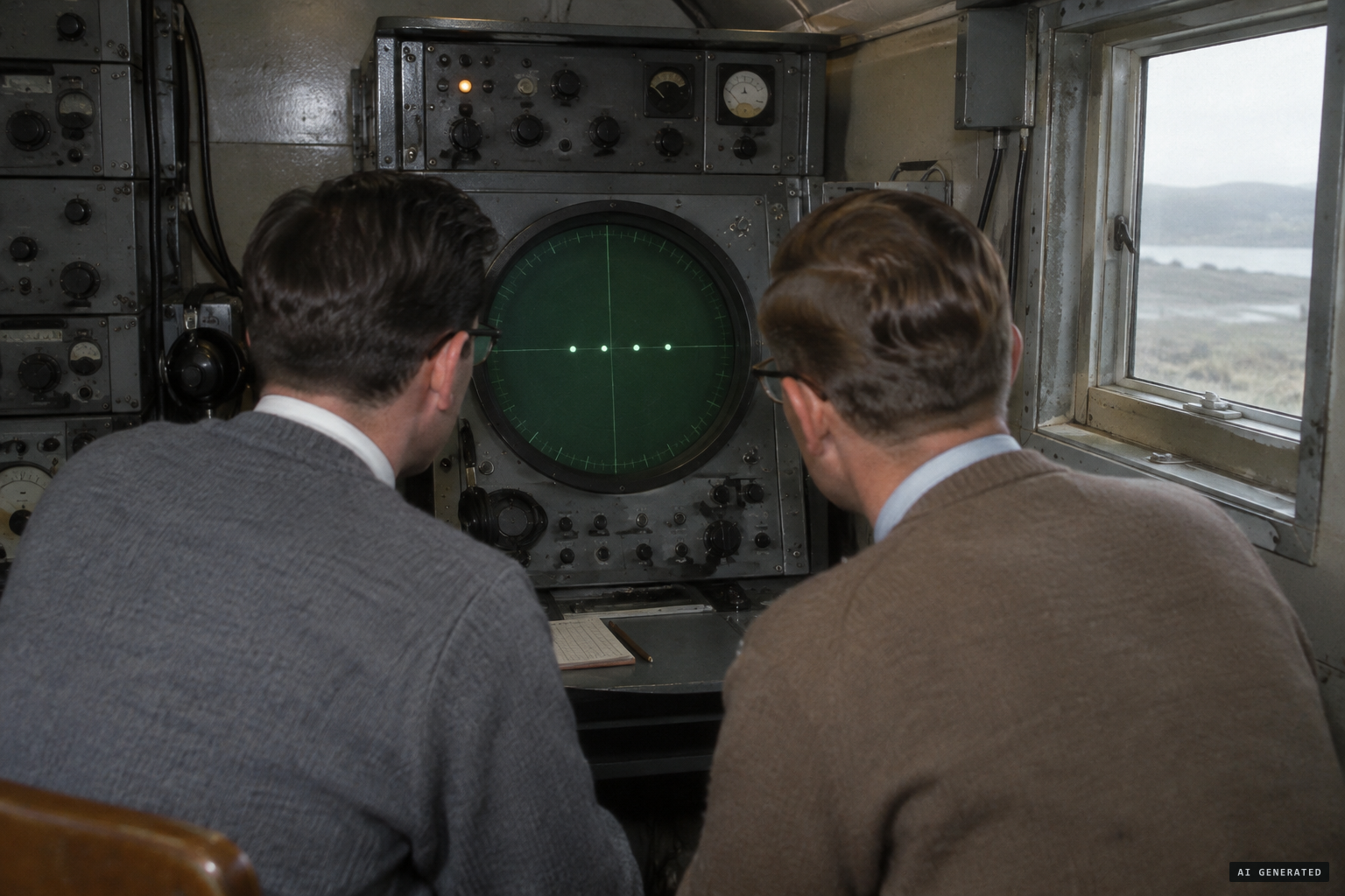 At Ardwell, four objects in line astern at 14,000 feet