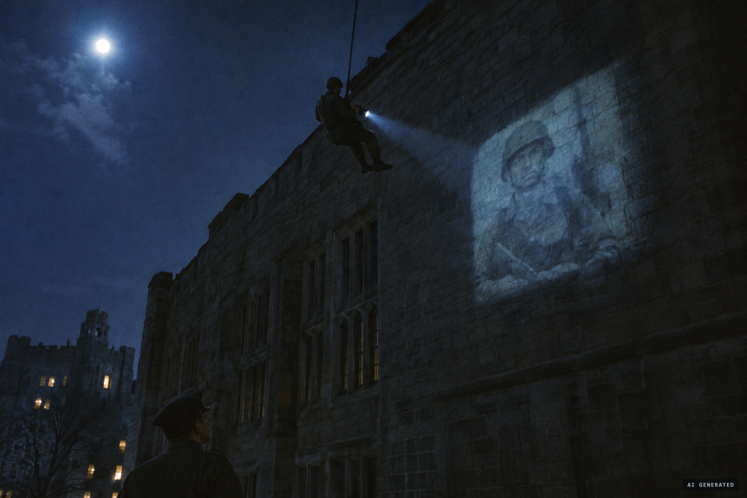 The claimed hoax: a slide projected from the roof