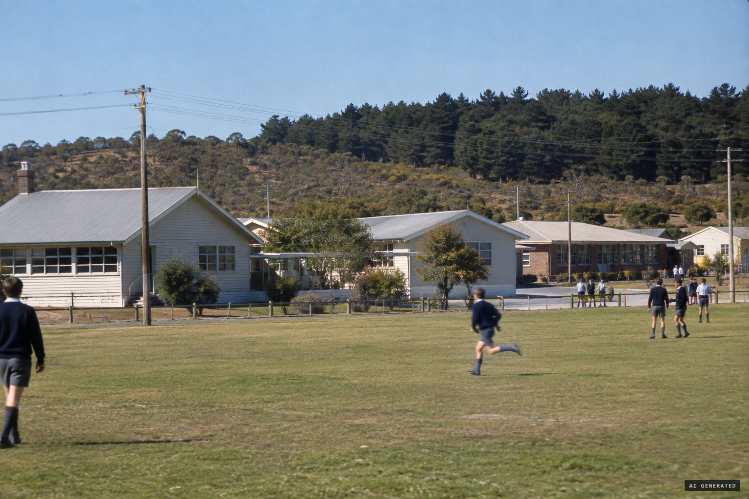 Westall High School and The Grange bushland, Clayton South, April 1966
