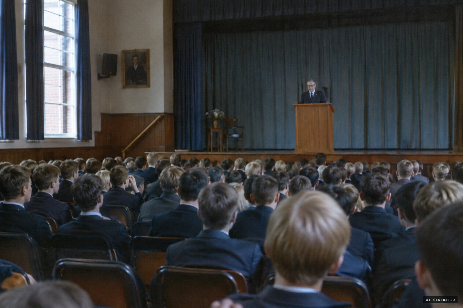 The headmaster tells pupils flying saucers don't exist