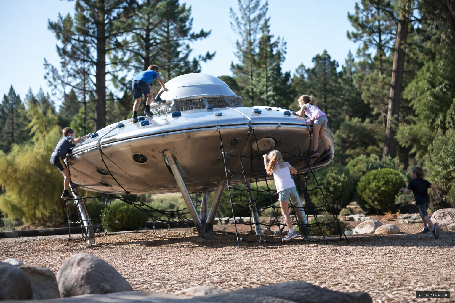 The Grange Reserve today, UFO Park with its silver saucer playground