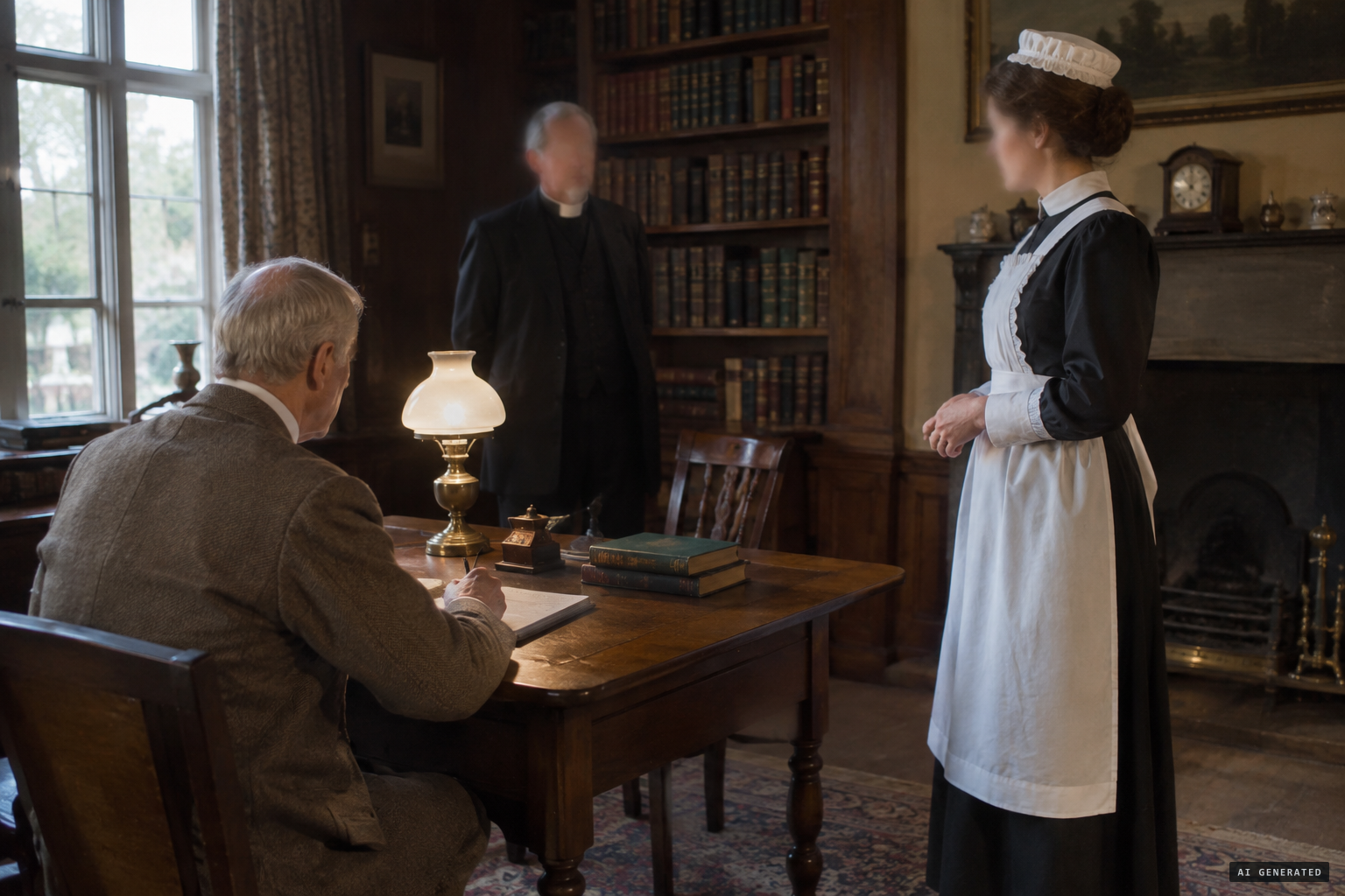 Baggally of the SPR takes sworn statements from the servants