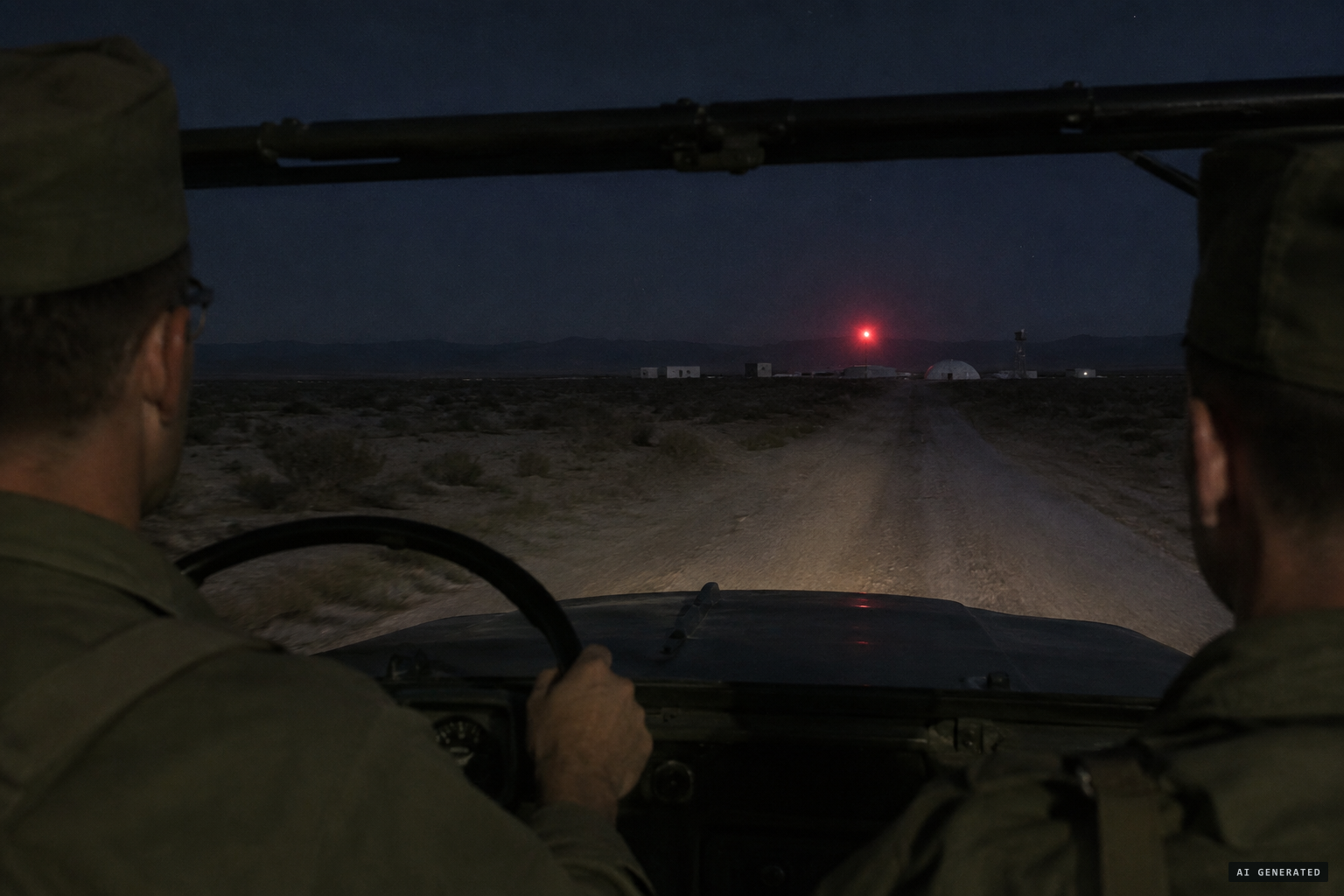 Barlow and Oakes see a pulsating red light near Trinity Site.