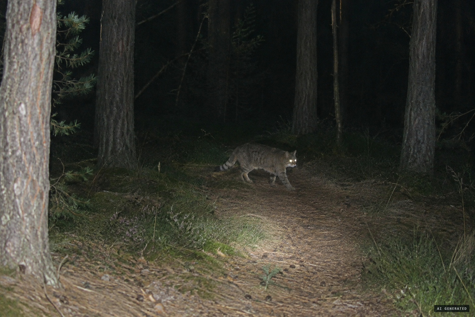 A greyish-brown cat, active at night