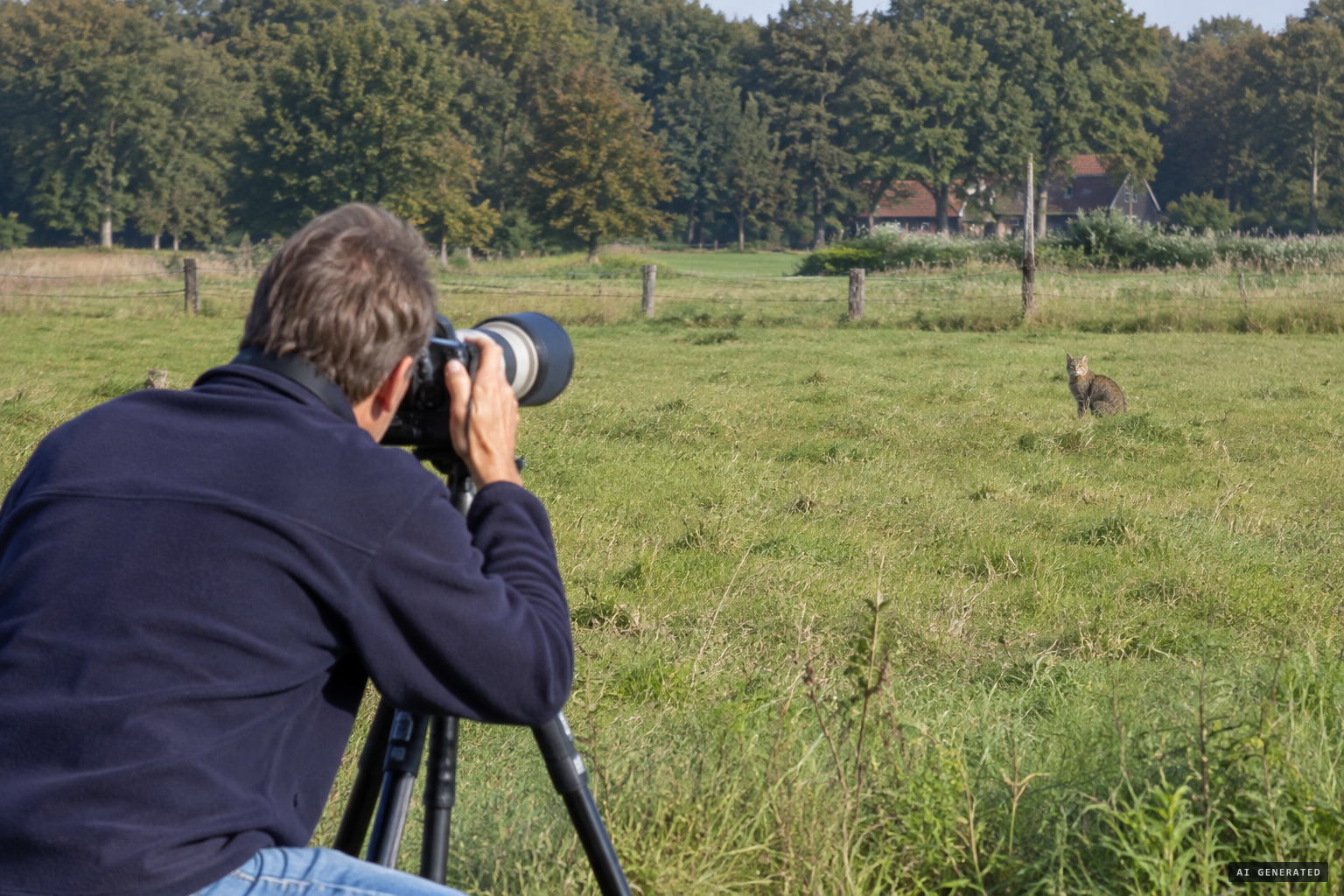 Otto Faulhaber watches a cat in a Beekbergen pasture