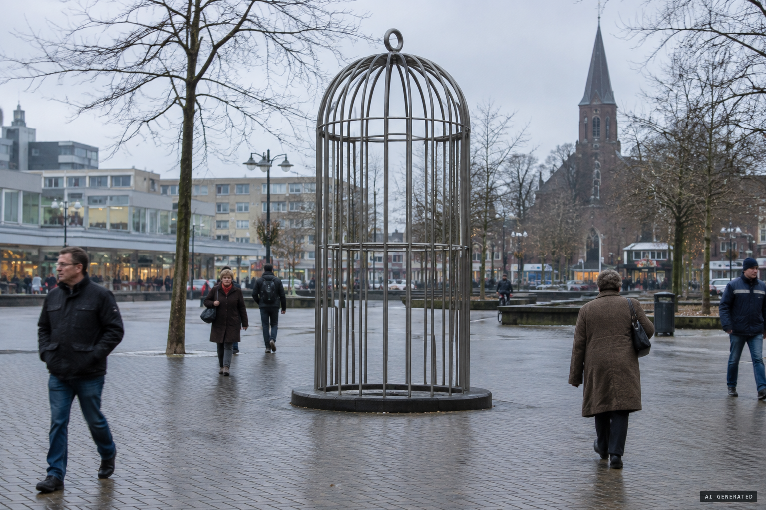 Kooi-met-geen-poema-er-in: a cage with no puma in it