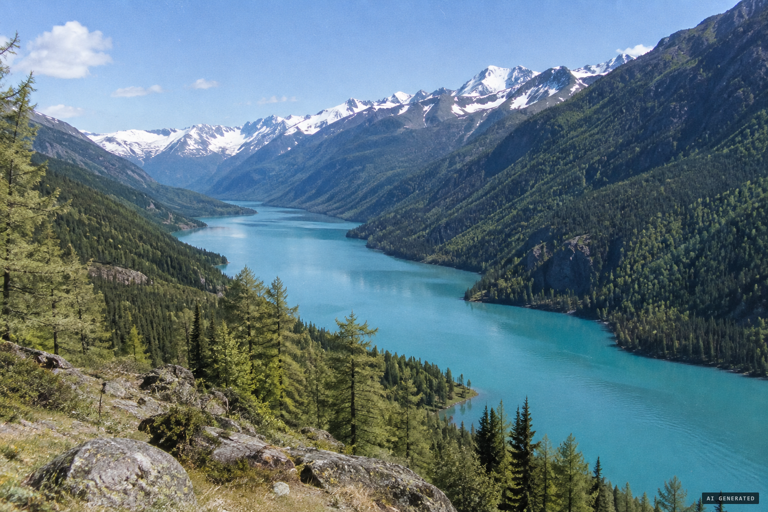 Kanas Lake, China's deepest alpine lake, in the far north of Xinjiang