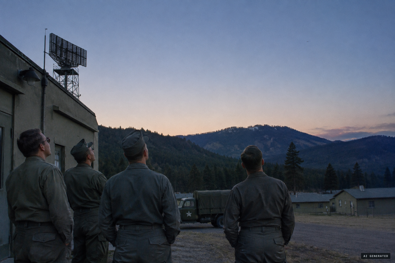 A radar crew who stepped outside to look