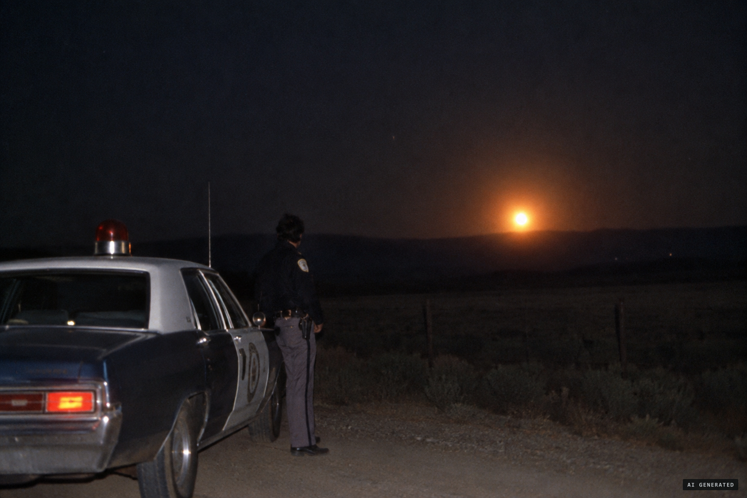 A bright yellow-orange light on the ridge, seen by police and residents