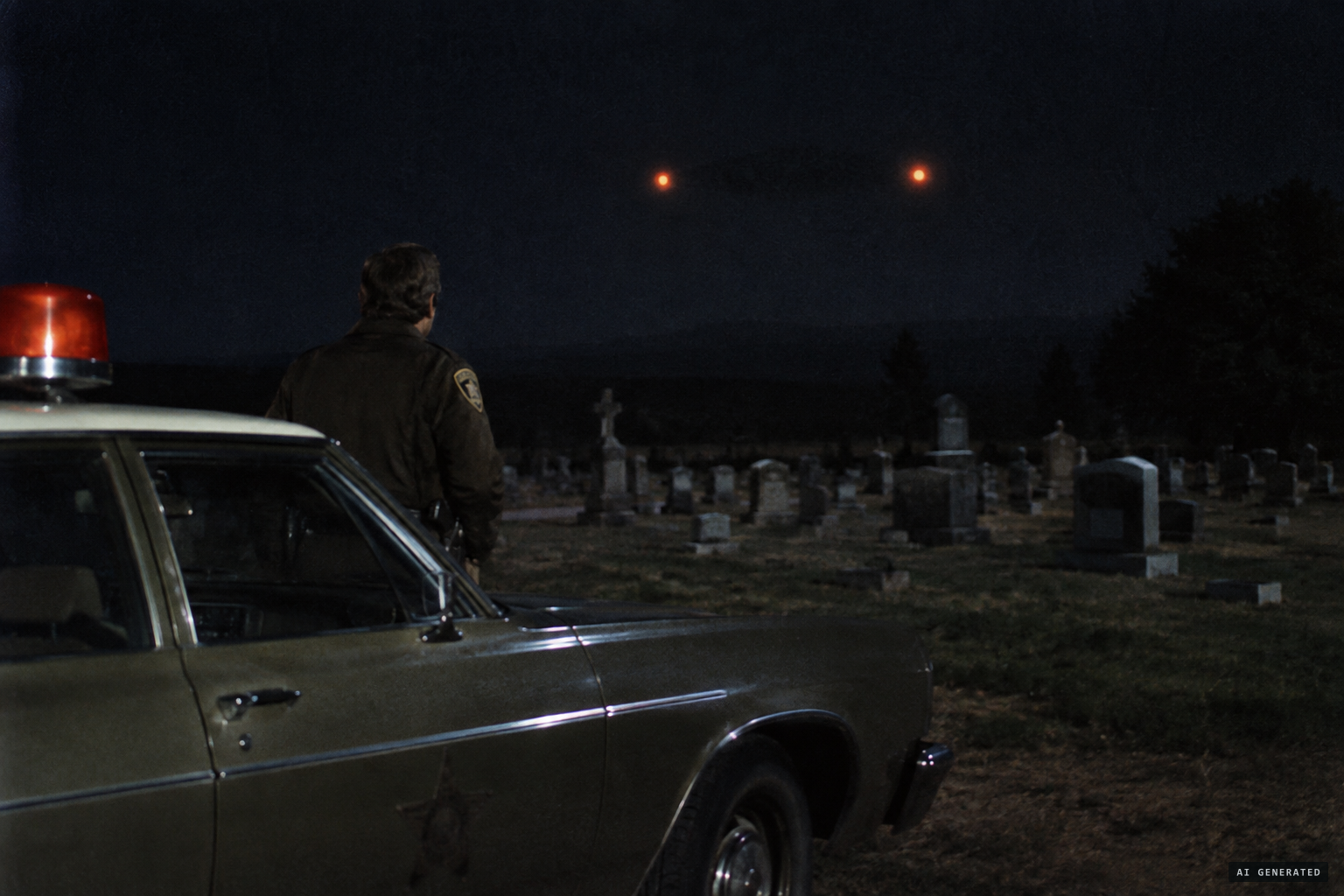 At Zillah Cemetery, two silent orange balls with sharp outlines