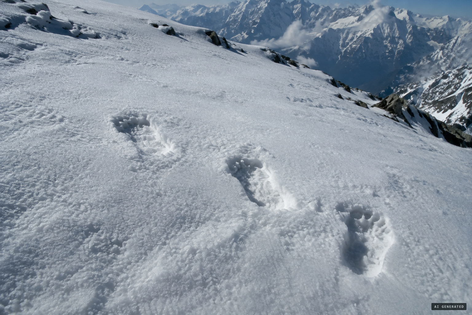 Three footprints, about 20 centimetres long, that looked like a human's
