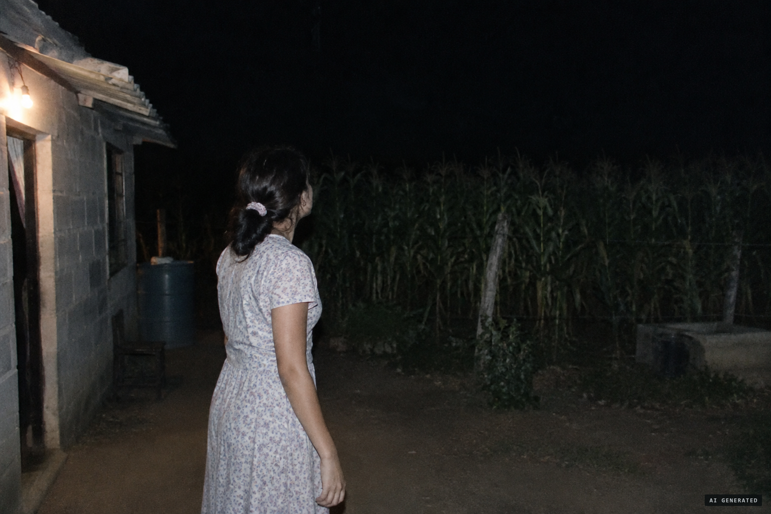Teodora steps into the yard at night and hears a flapping of wings