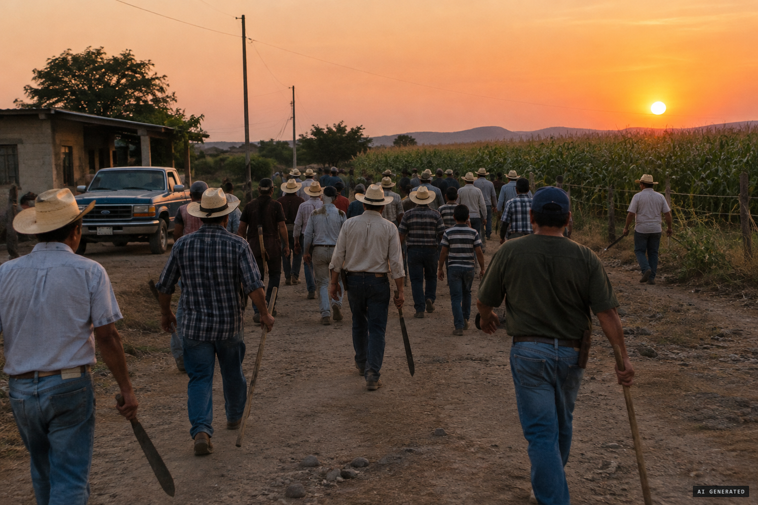 The whole community hunts the chupacabras with sticks and machetes