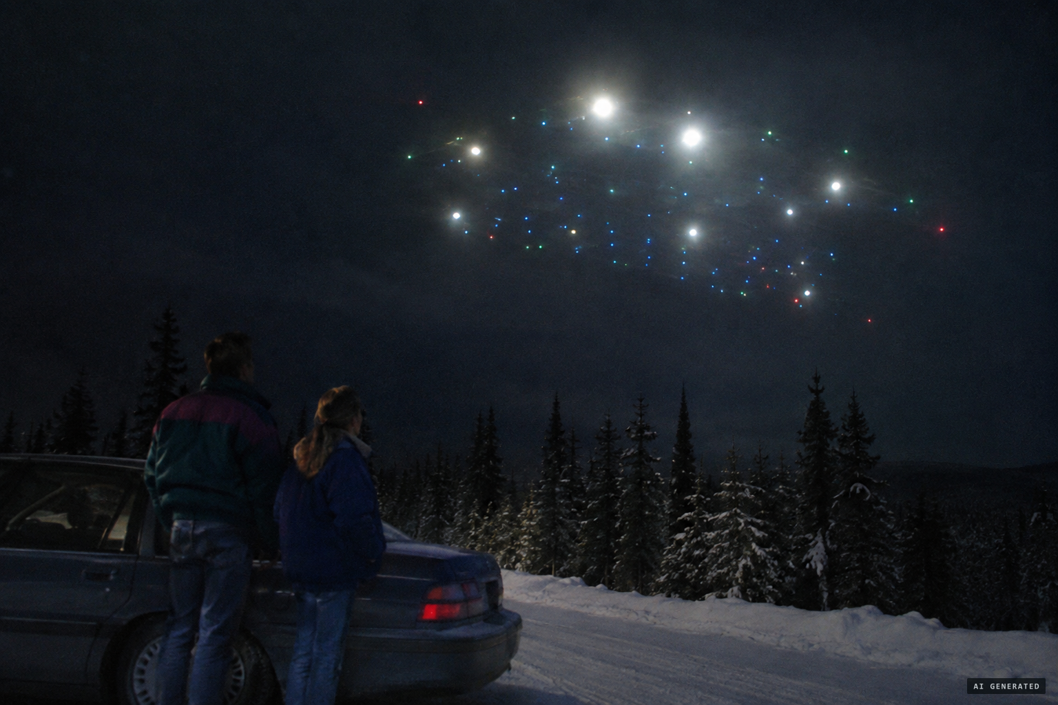 South of Pelly Crossing, a whole big cluster of stars moving