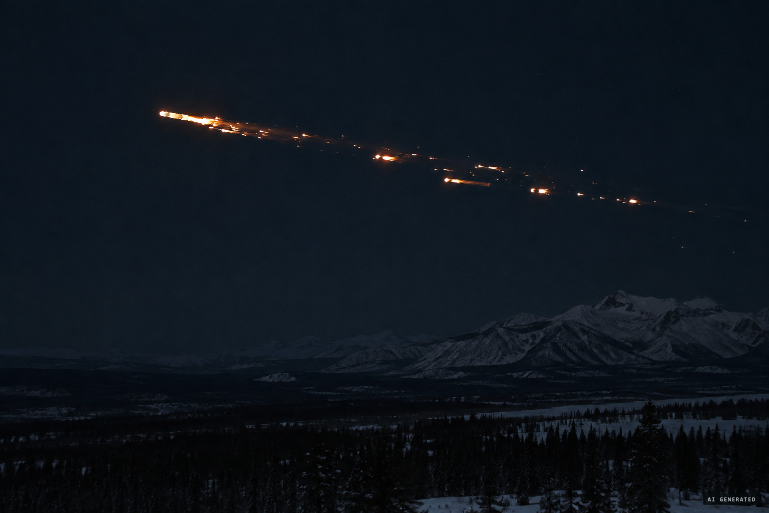 The proposed explanation: a re-entering rocket stage's debris train