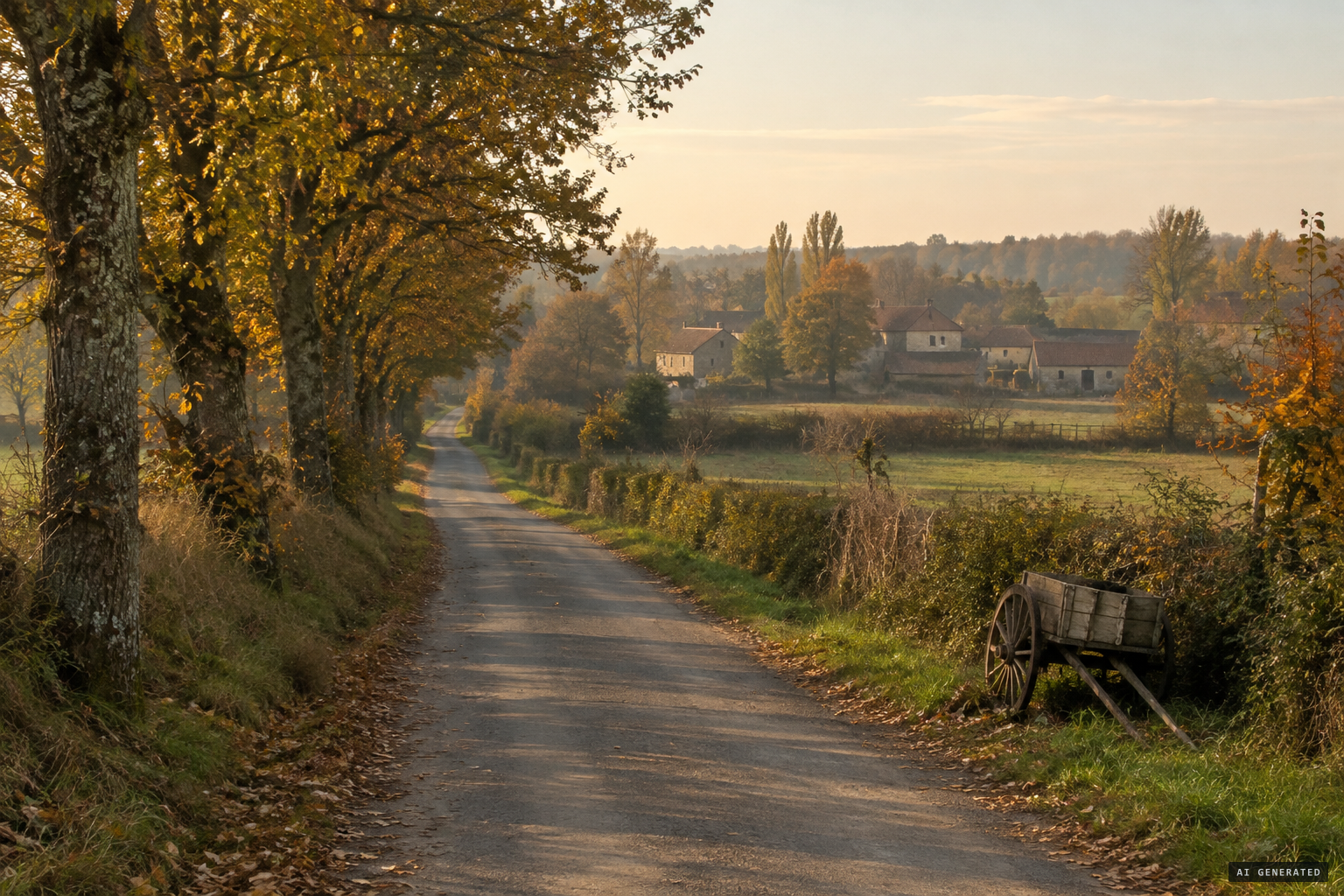 The road from Cenon to Vouneuil-sur-Vienne, near Les Brouloux, autumn 1954