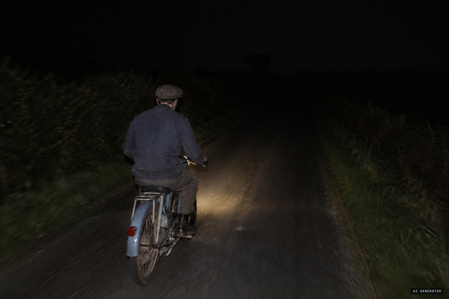 Yves David rides home on his moped around 10 p.m., his headlight lighting only the road below