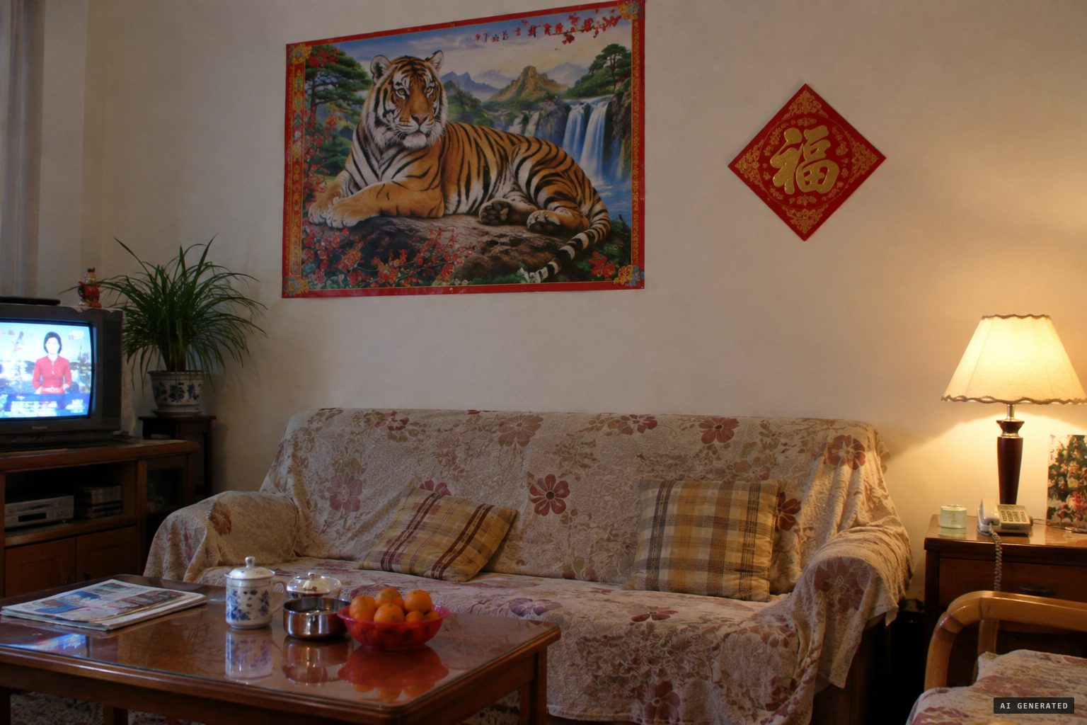 The same tiger, stripe for stripe, on a 2002 Lunar New Year poster