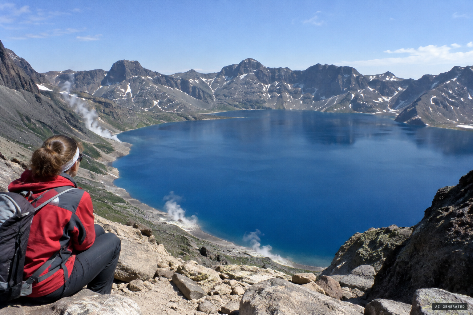 Tianchi, Heaven Lake, filling the crater of the Changbai volcano