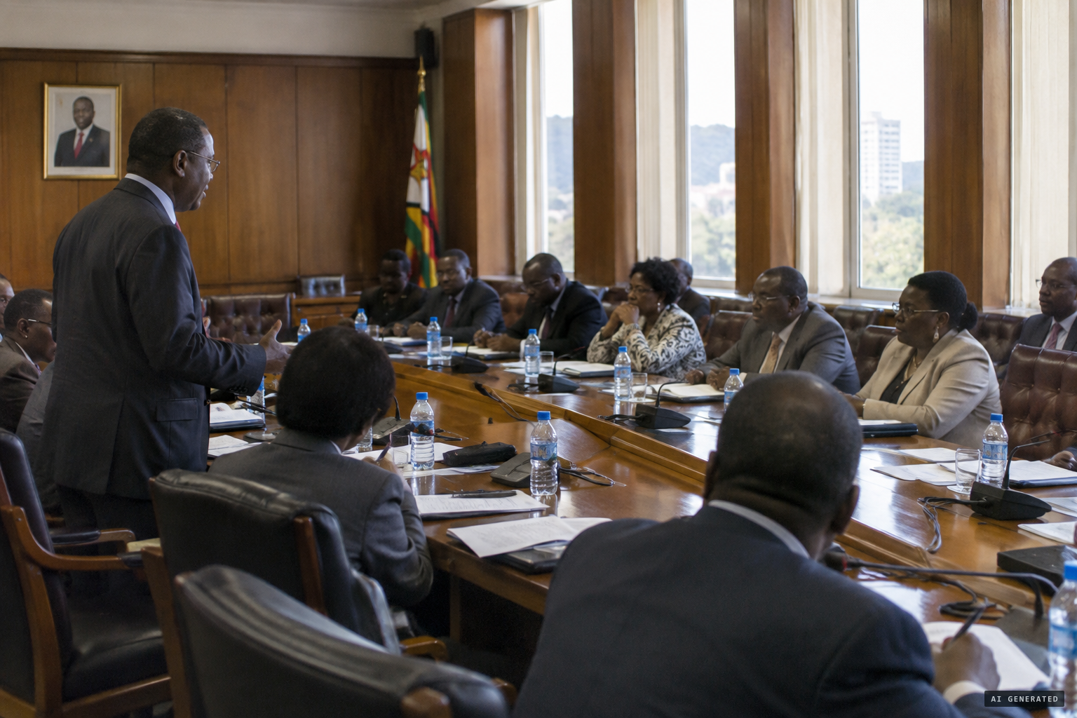 Water Resources Minister Samuel Sipepa Nkomo gives evidence to a Senate committee
